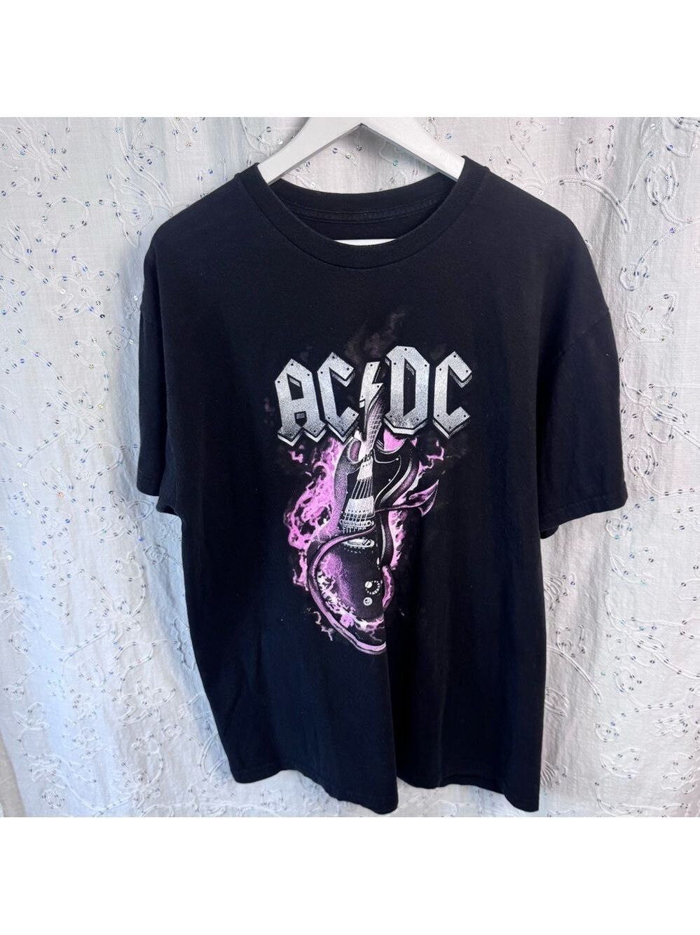 AC/DC Black Flame Guitar Band Tee – XL
